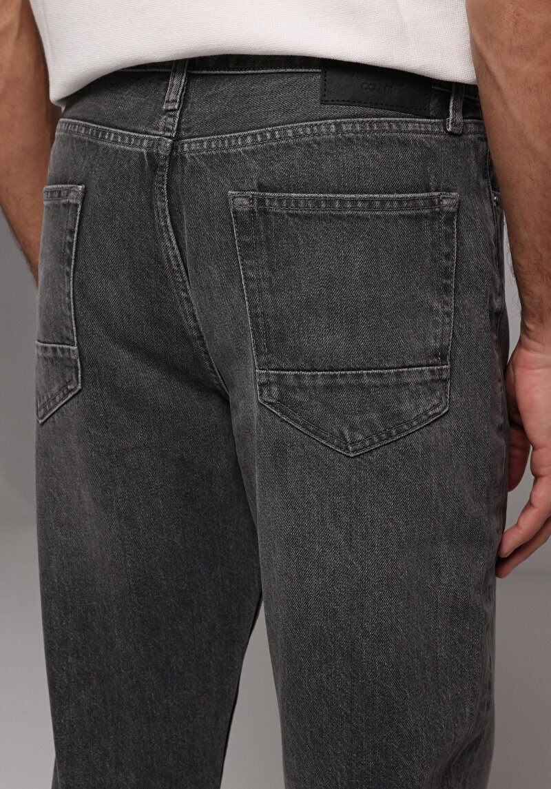 Regular Tapered Fit   Erkek Grey Denim Jean Pantolon