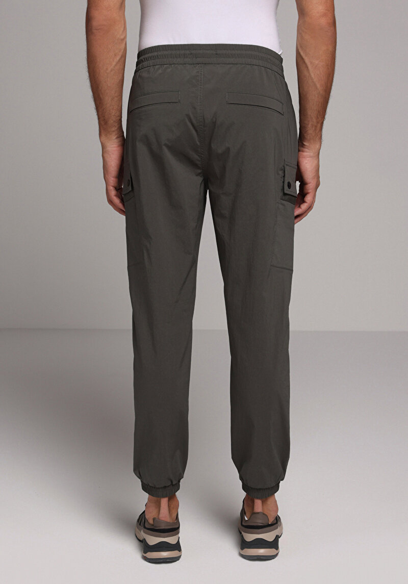 Slim Fit Orta Bel Lastikli Paça Erkek Yeşil  Pantolon