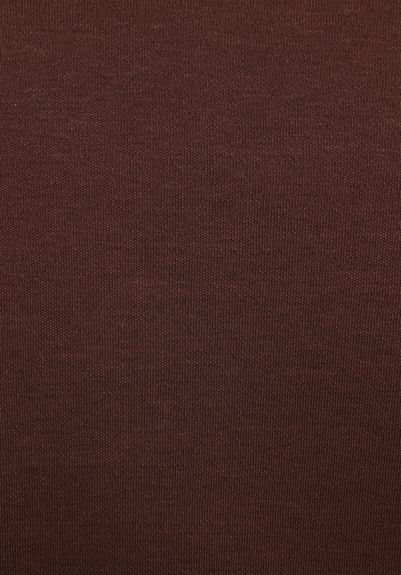 Slim Fit Yuvarlak Yaka Düz Kadın Kahverengi Kısa Kol Tişört