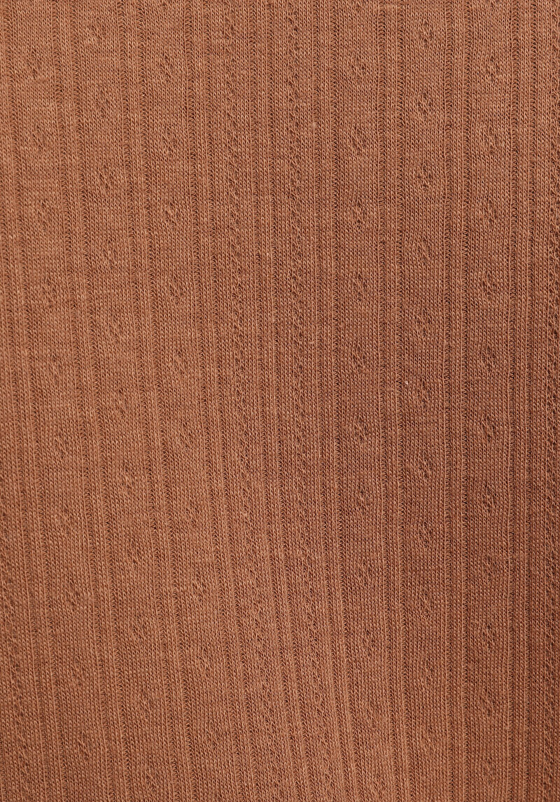 Regular Fit Yuvarlak Yaka Düz Kadın Kahverengi Kısa Kol Tişört