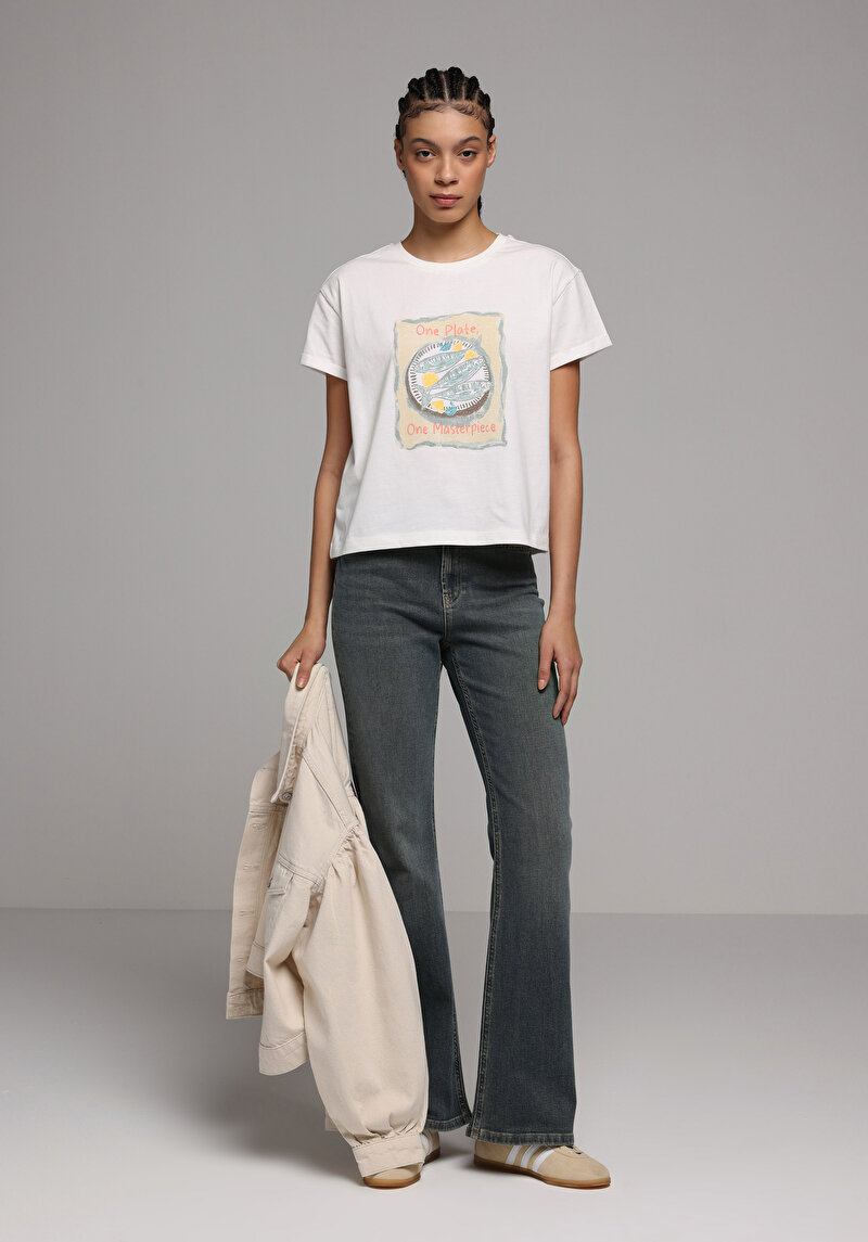 Regular Fit Orta Bel Bootcut Kadın Over Dyed Denim Jean Pantolon