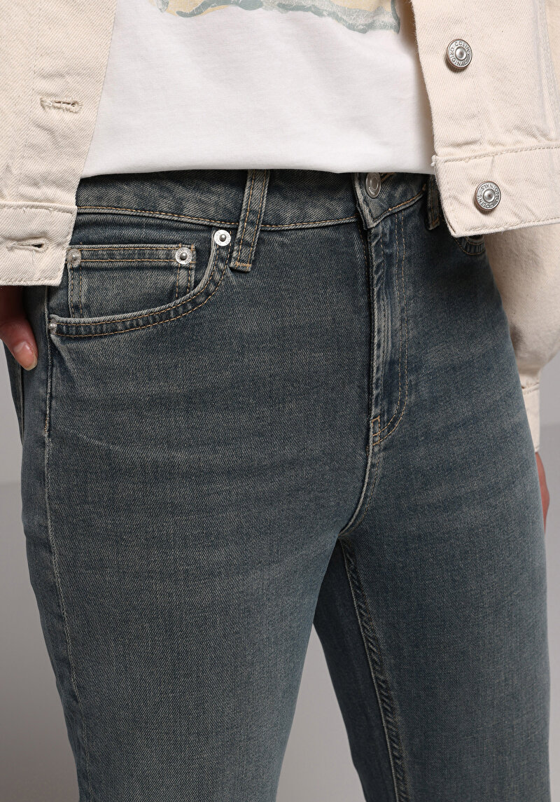 Regular Fit Orta Bel Bootcut Kadın Over Dyed Denim Jean Pantolon