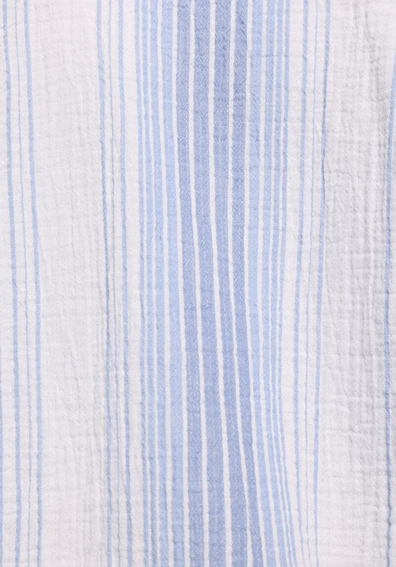 Oversize Shirt Neck Çizgili Kadın Mavi Uzun Kol Gömlek