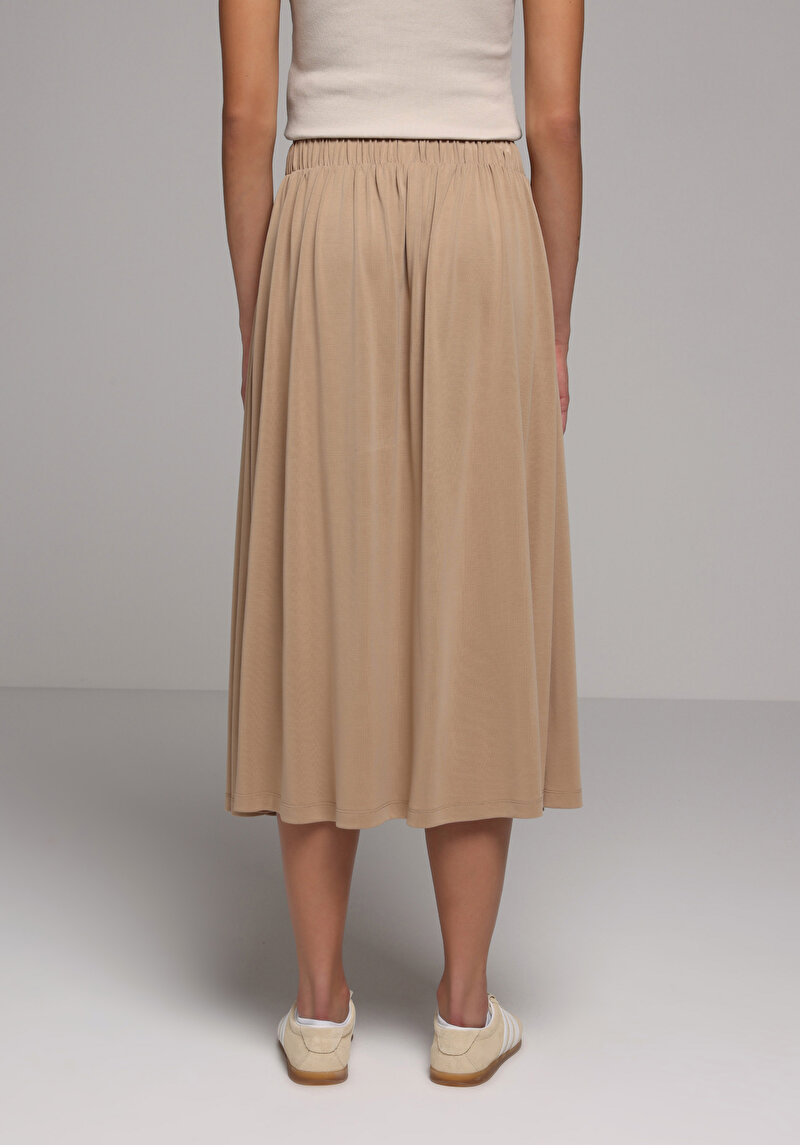 Regular Fit Düz  Kadın Bej Etek