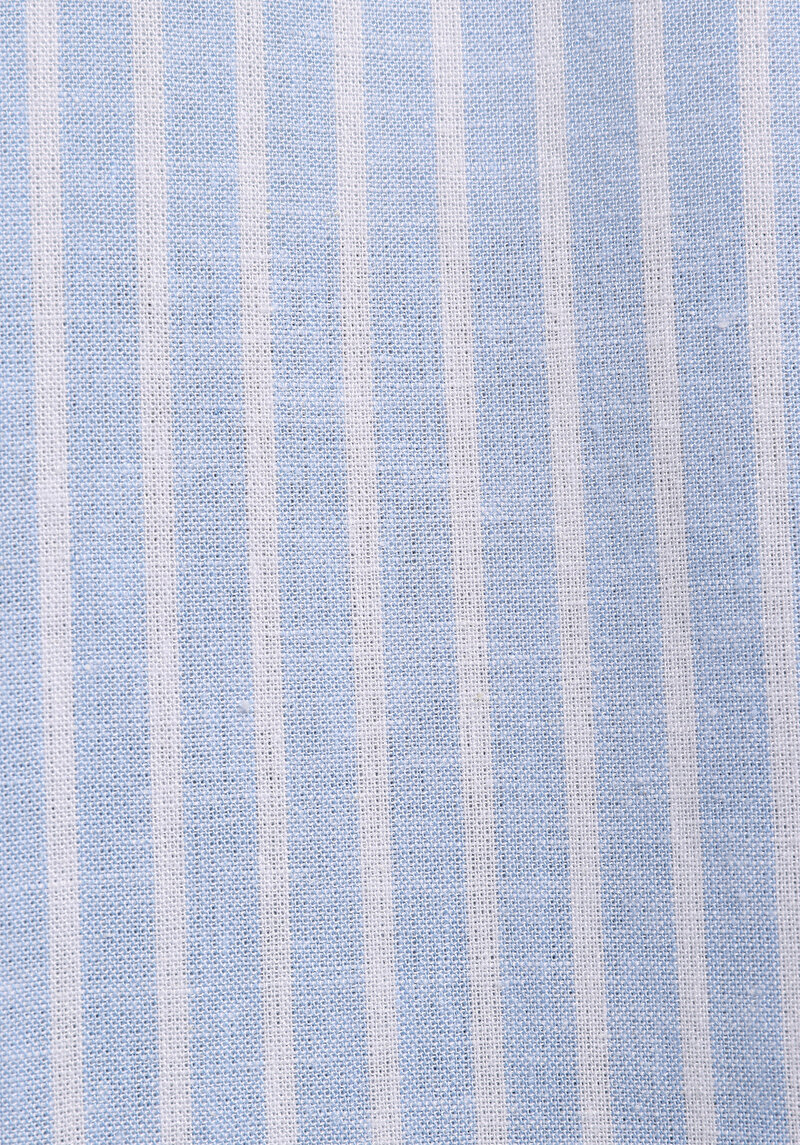 Boyfriend Fit Shirt Neck Çizgili Kadın Mavi Uzun Kol Gömlek