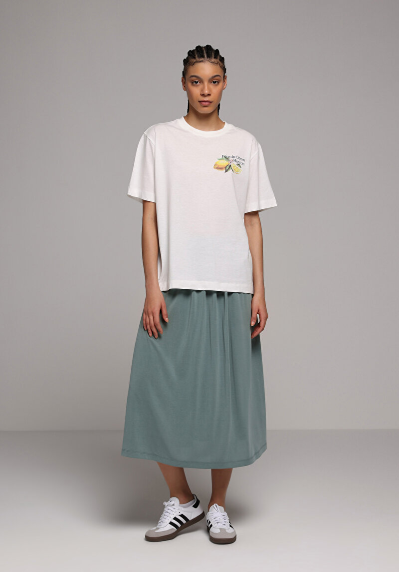 Regular Fit Düz  Kadın Yeşil Etek