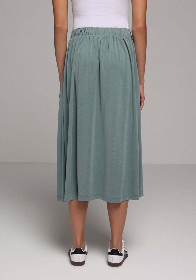 Regular Fit Düz Kadın Yeşil Etek