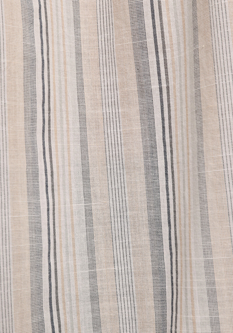 Fashion Fit Hakim Yaka Çizgili Kadın Bej Uzun Kol Gömlek