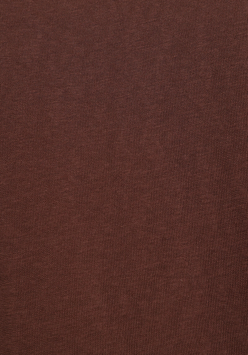 Regular Fit Yuvarlak Yaka Düz Kadın Kahverengi Kısa Kol Tişört