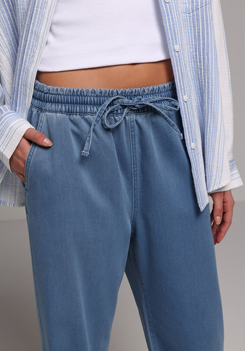 Regular Fit   Kadın Mid İndigo Denim Jean Pantolon