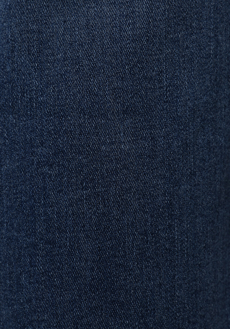 Slim Fit Yüksel Bel Düz Kadın Mid İndigo Denim Jean Şort