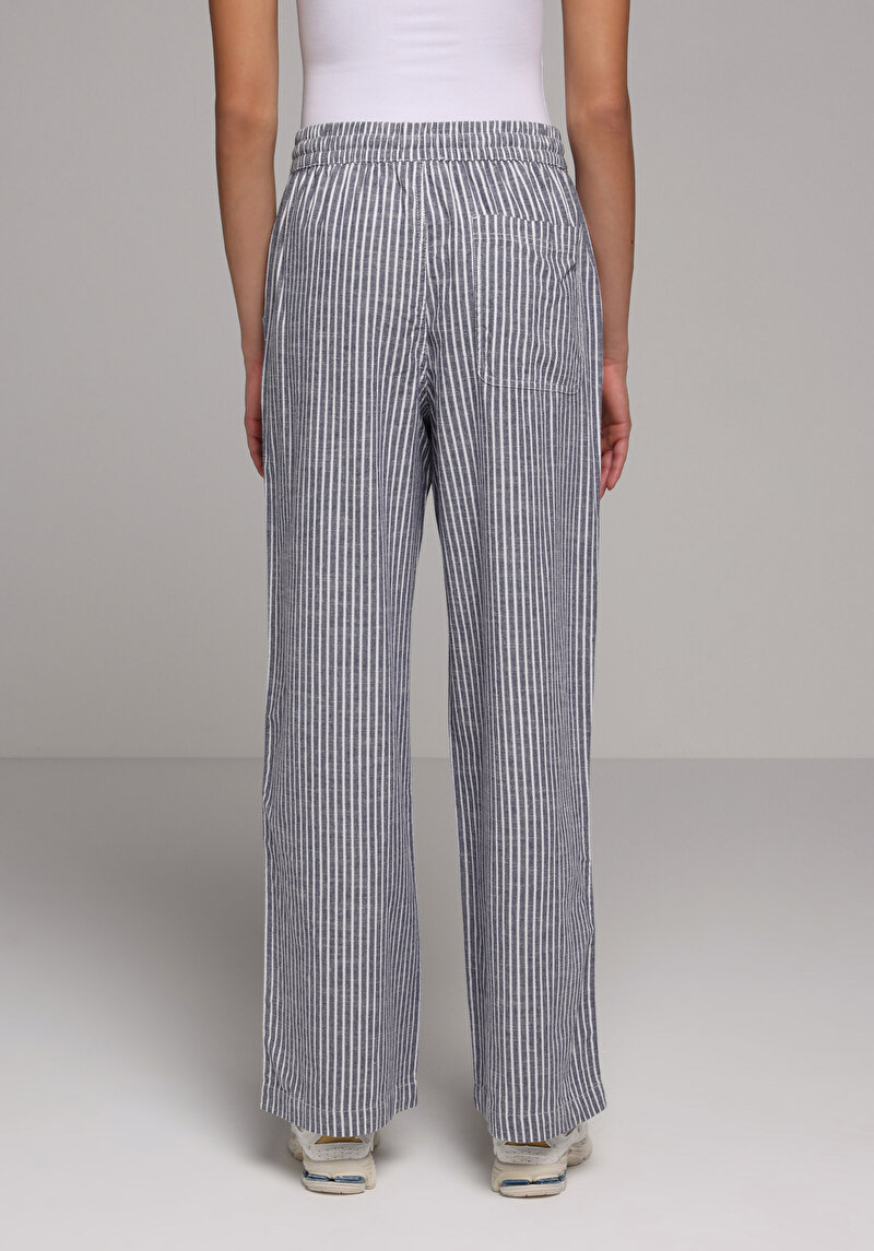 Regular Fit Yüksel Bel Geniş Paça Kadın Ekru  Pantolon