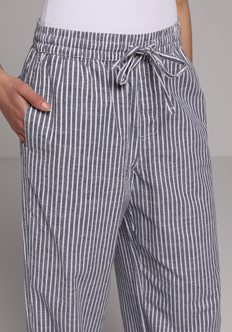 Regular Fit Yüksel Bel Geniş Paça Kadın Ekru  Pantolon