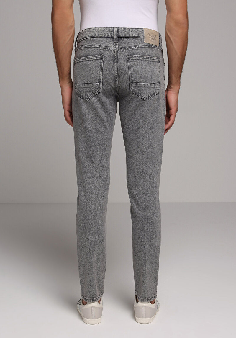Slim Fit Erkek Grey Denim Jean Pantolon