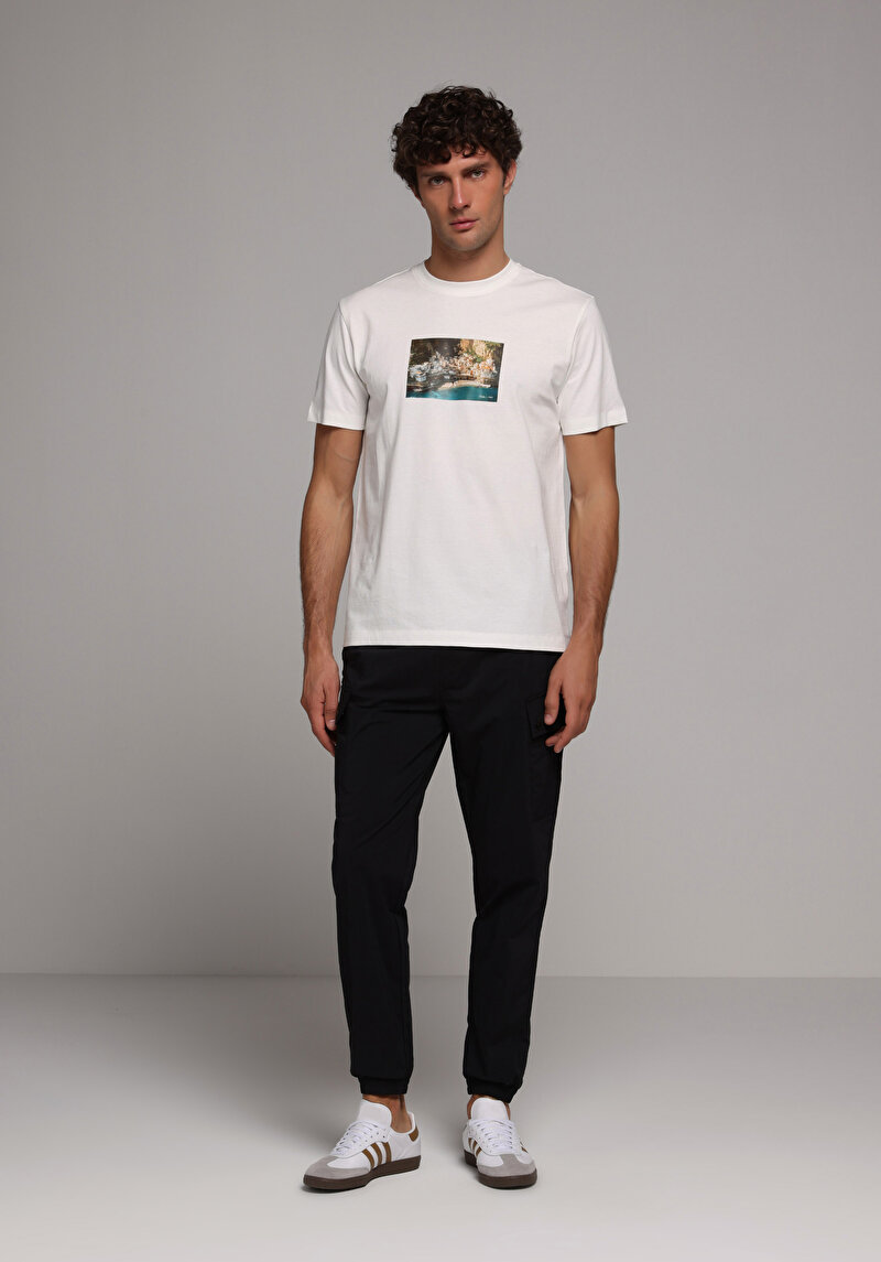 Slim Fit Orta Bel Lastikli Paça Erkek Siyah  Pantolon