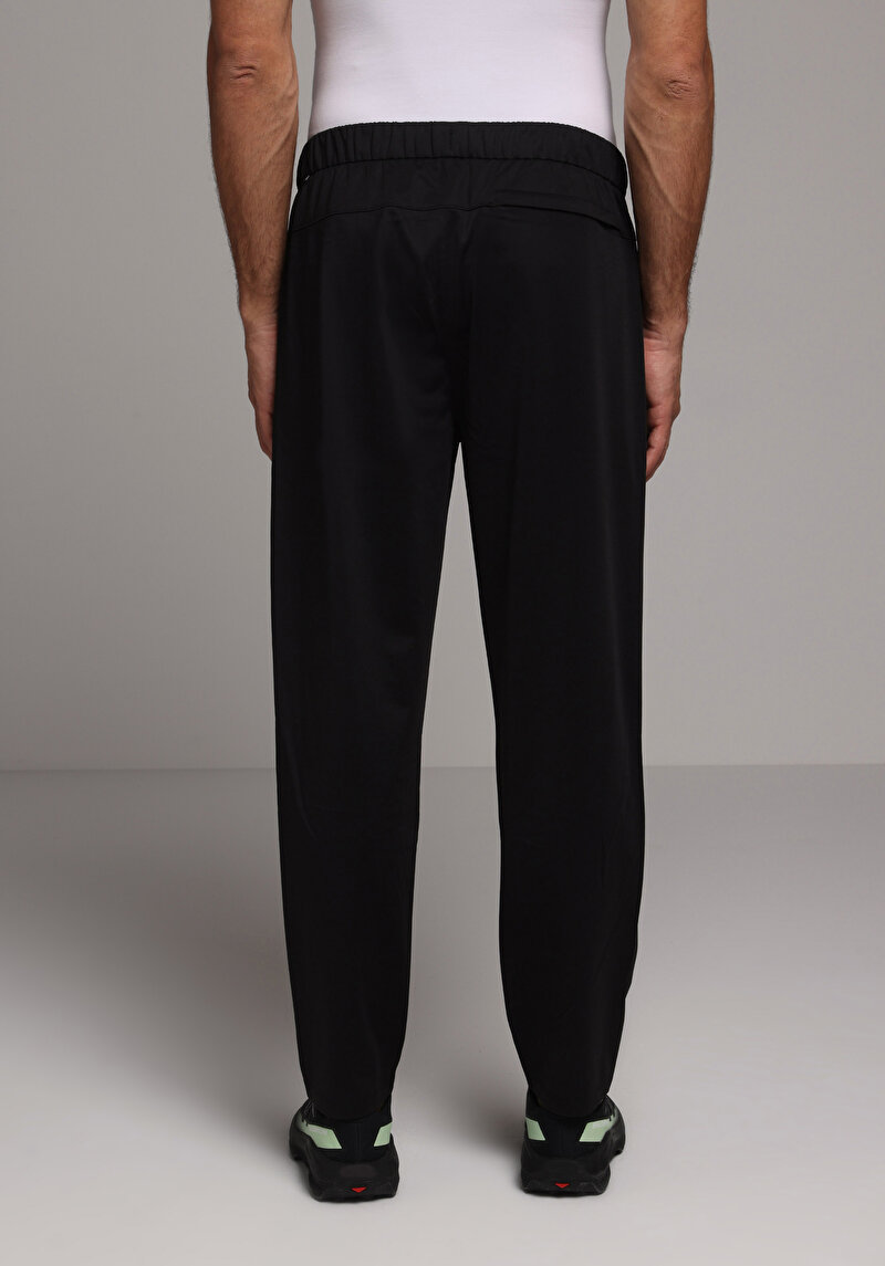 Regular Fit Orta Bel Düz Erkek Siyah Eşofman Altı