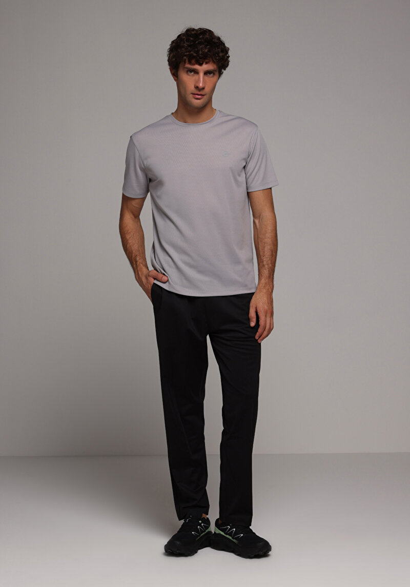 Regular Fit Orta Bel Düz Erkek Siyah Eşofman Altı