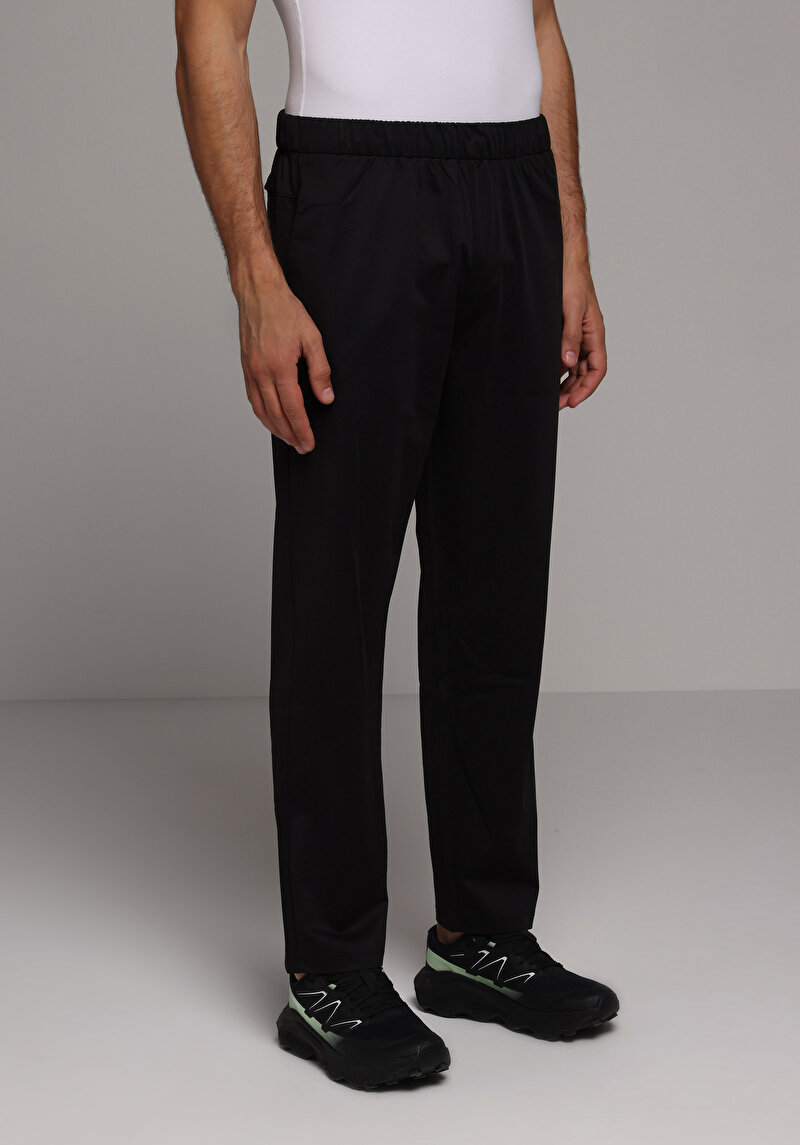 Regular Fit Orta Bel Düz Erkek Siyah Eşofman Altı