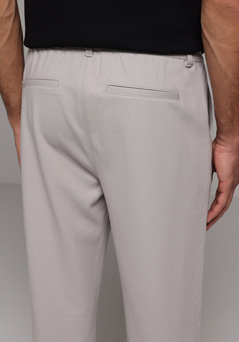 Regular Fit Orta Bel Düz Paça Erkek Gri  Pantolon