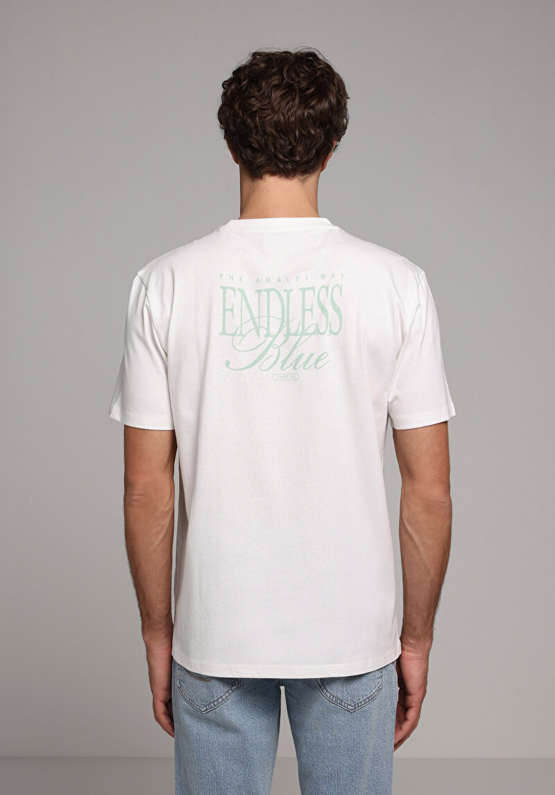 Comfort Fit Yuvarlak Yaka Düz Erkek Beyaz Kısa Kol Tişört