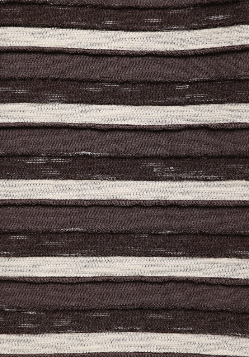 Comfort Fit Yuvarlak Yaka Çizgili Erkek Kahverengi Kısa Kol Tişört