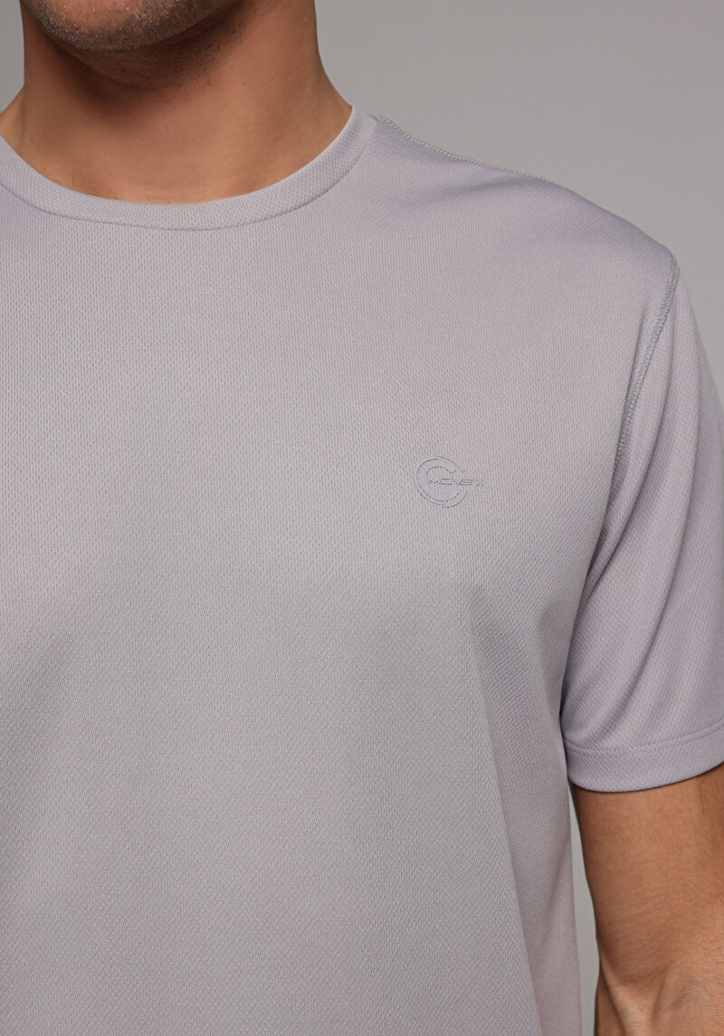 Regular Fit Yuvarlak Yaka Düz Erkek Gri Kısa Kol Tişört