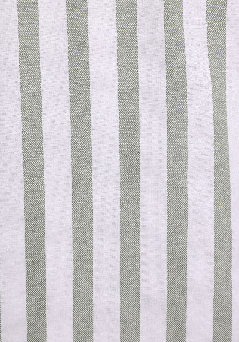 Regular Fit Shirt Neck Çizgili Erkek Yeşil Uzun Kol Gömlek