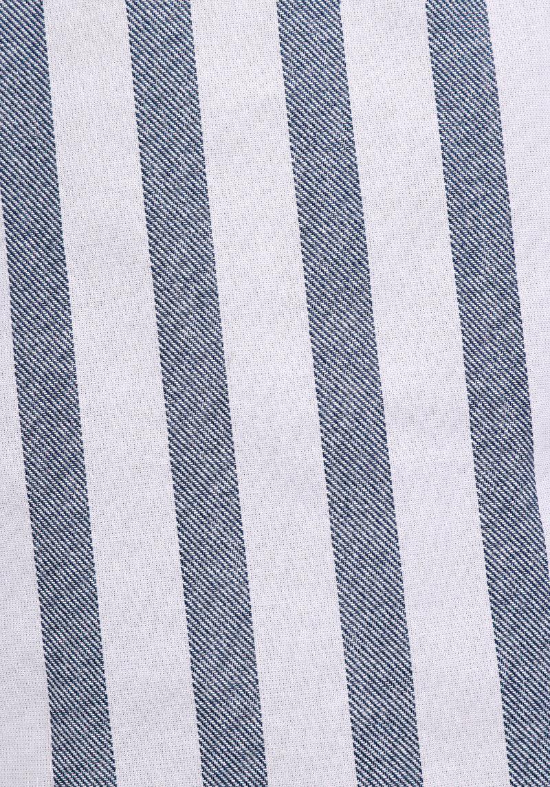 Regular Fit Shirt Neck Çizgili Erkek Mavi Uzun Kol Gömlek