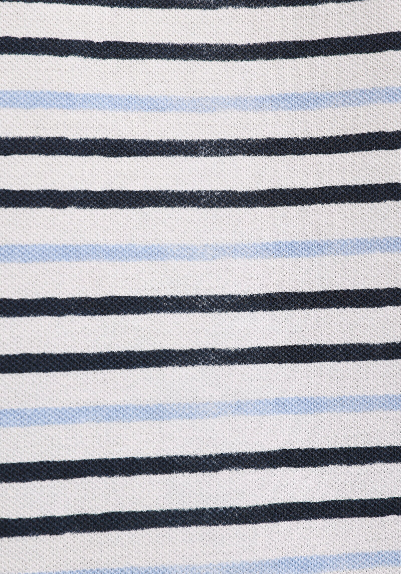 Regular Fit Yuvarlak Yaka Çizgili Erkek Mavi Kısa Kol Tişört