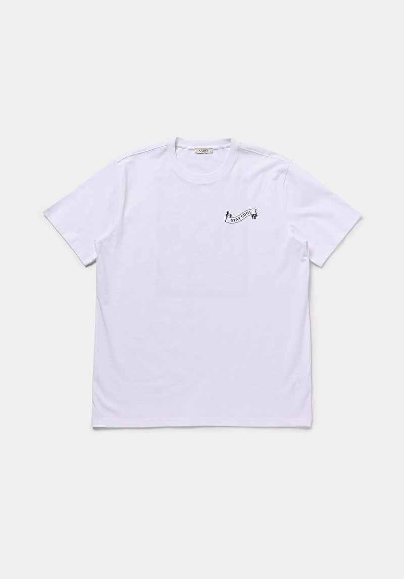 Comfort Fit Yuvarlak Yaka Düz Erkek Beyaz Kısa Kol Tişört