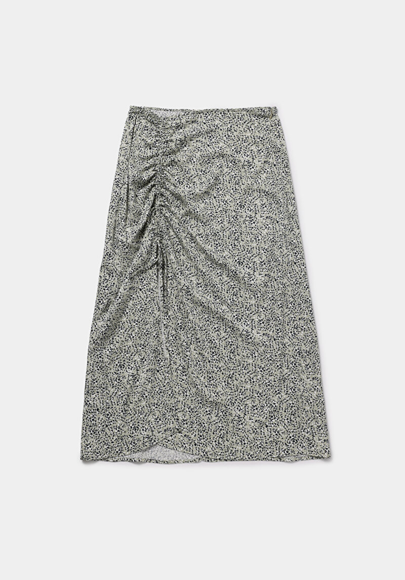 Midi Metraj Baskılı  Kadın Yeşil Etek