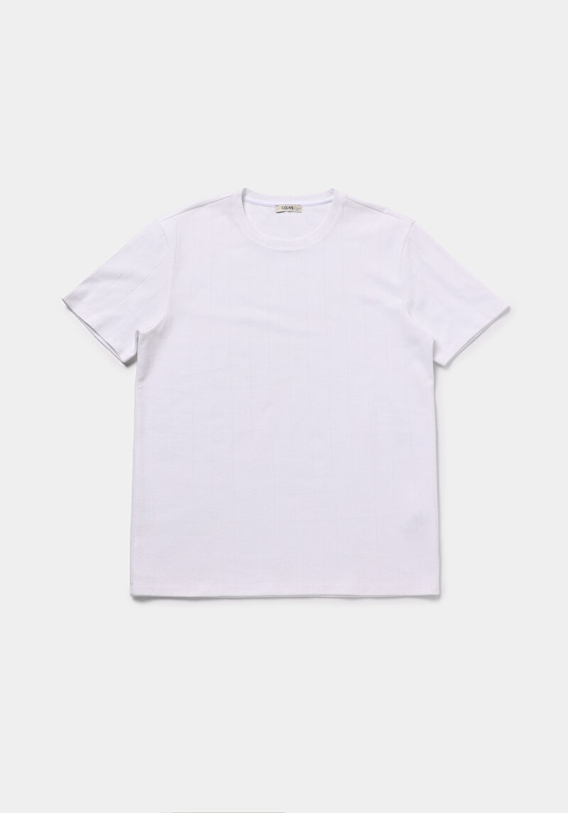 Regular Fit Yuvarlak Yaka Düz Erkek Beyaz Kısa Kol Tişört