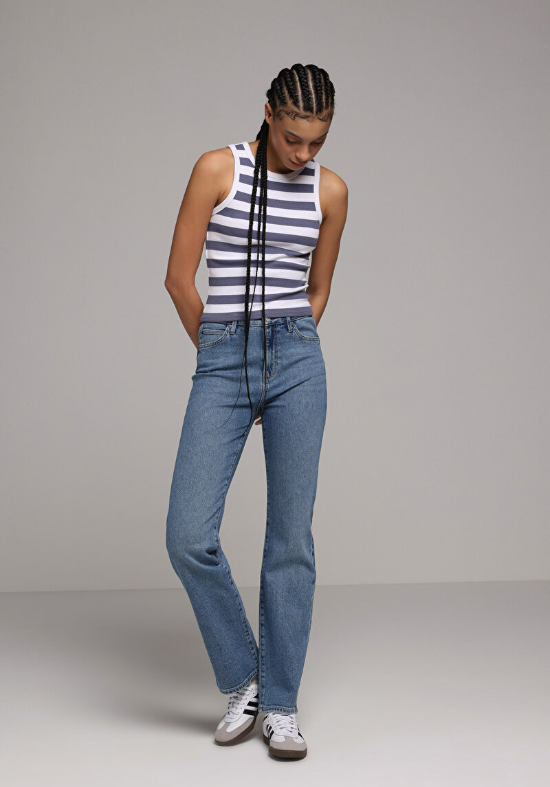 Slim Fit   Kadın Mavi Atlet