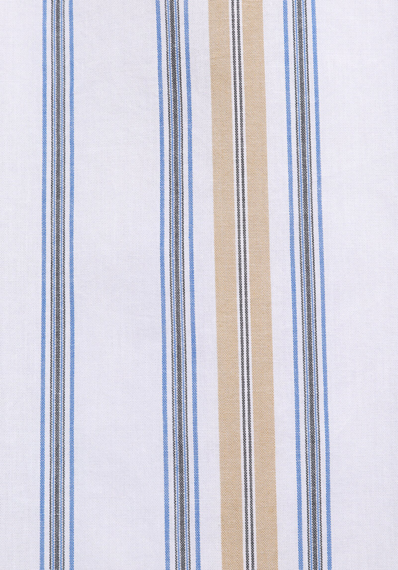 Relaxed Fit Shirt Neck Çizgili Erkek Çok Renkli Uzun Kol Gömlek