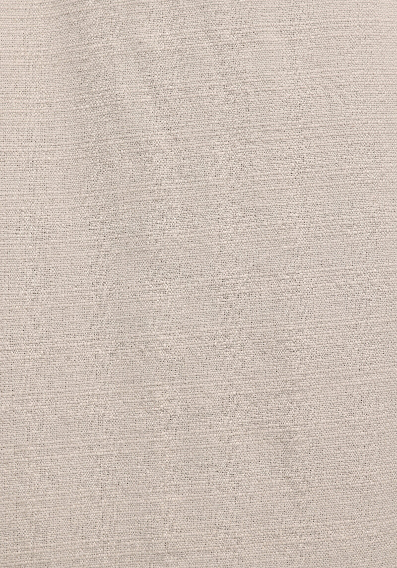 Regular Fit Shirt Neck Düz Erkek Bej Kısa Kol Gömlek