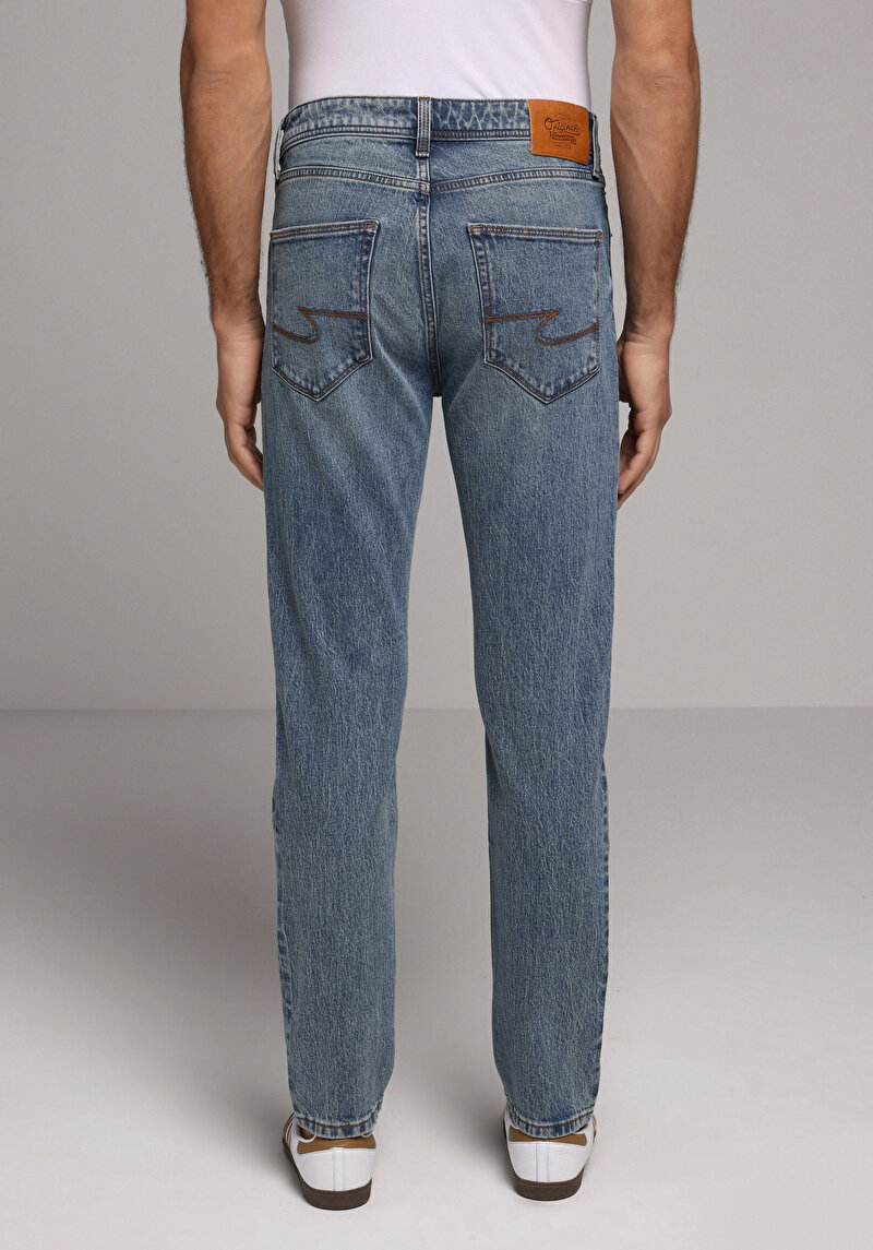 Straight Fit   Erkek Light İndigo Denim Jean Pantolon