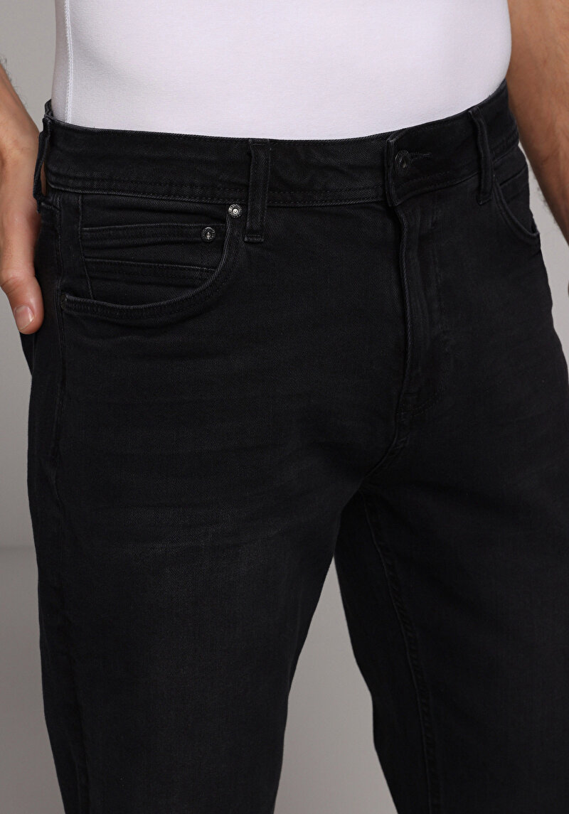 Regular Fit   Erkek Black Black Denim Jean Pantolon