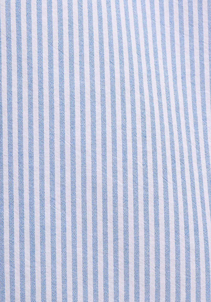 Regular Fit Shirt Neck Çizgili Erkek Mavi Uzun Kol Gömlek