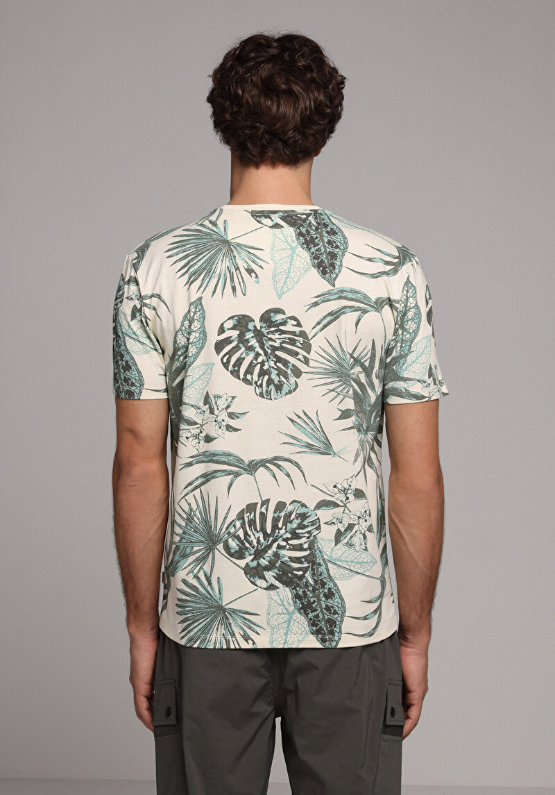 Regular Fit Yuvarlak Yaka Düz Erkek Yeşil Kısa Kol Tişört