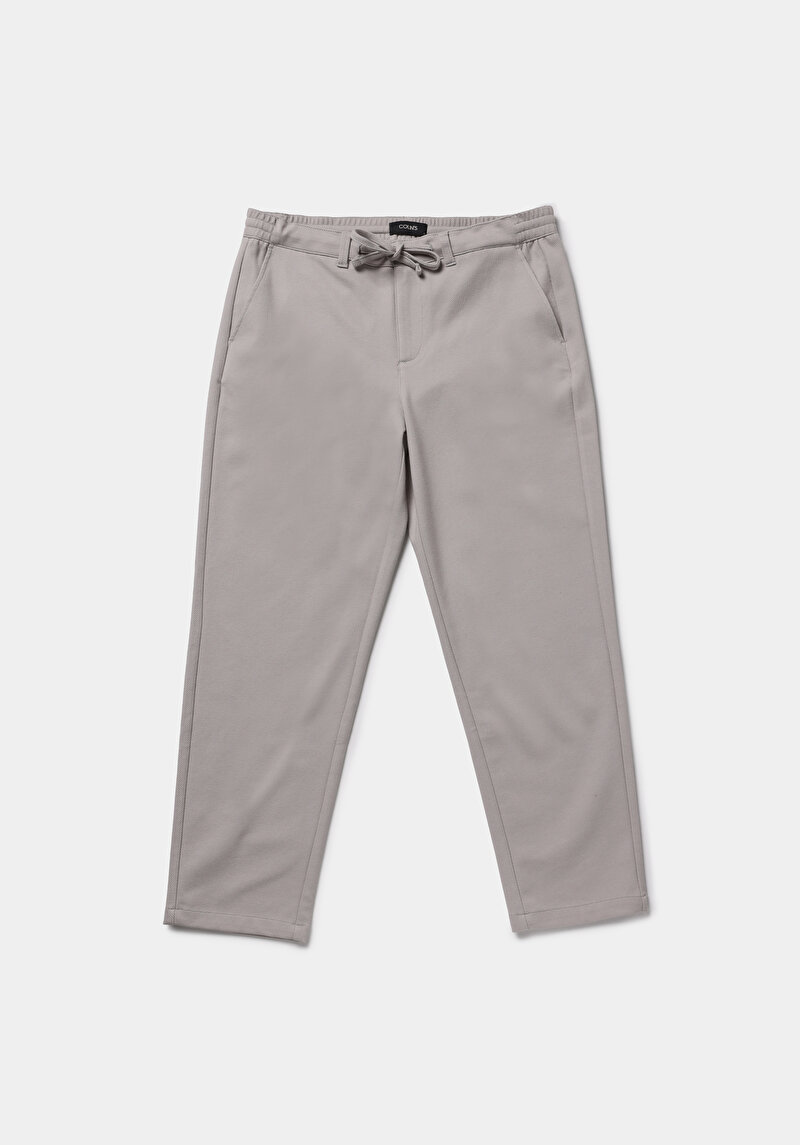 Regular Fit Orta Bel Düz Paça Erkek Gri  Pantolon