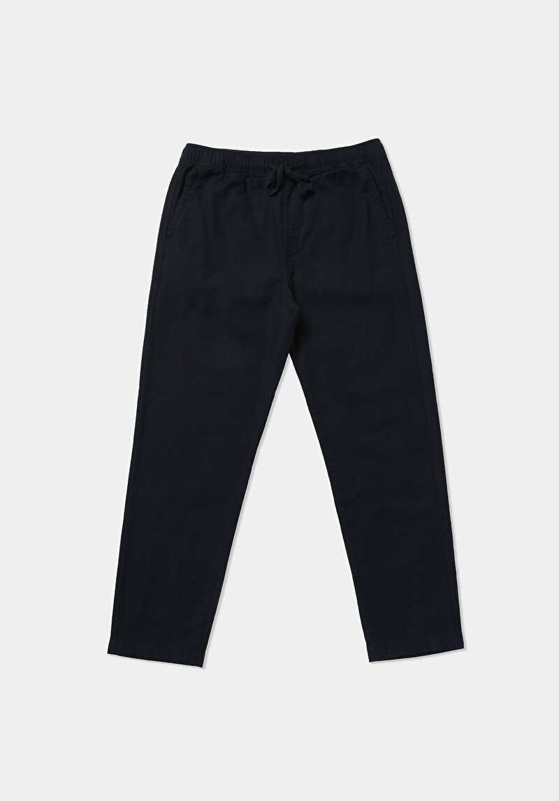 Regular Fit Orta Bel Düz Paça Erkek Lacivert  Pantolon