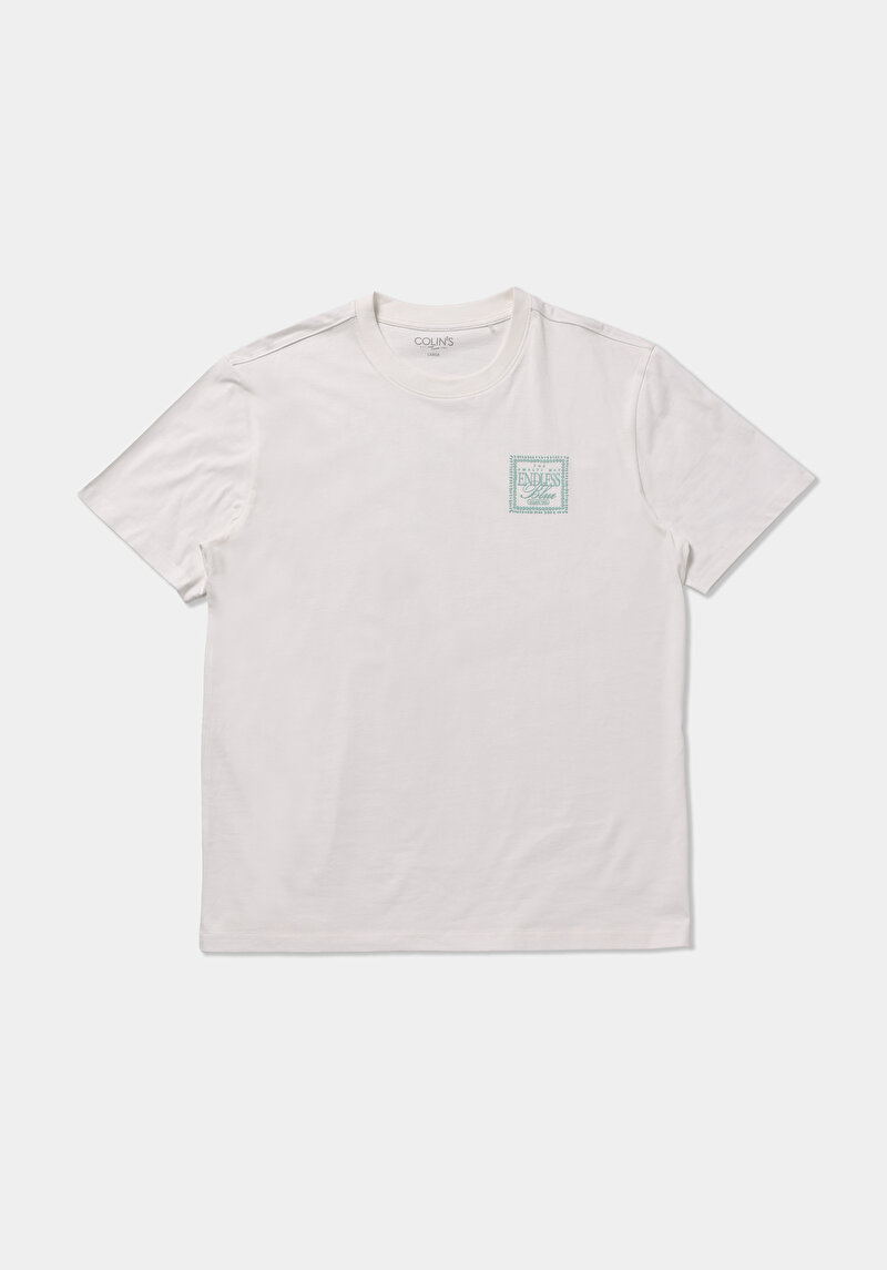 Comfort Fit Yuvarlak Yaka Düz Erkek Beyaz Kısa Kol Tişört