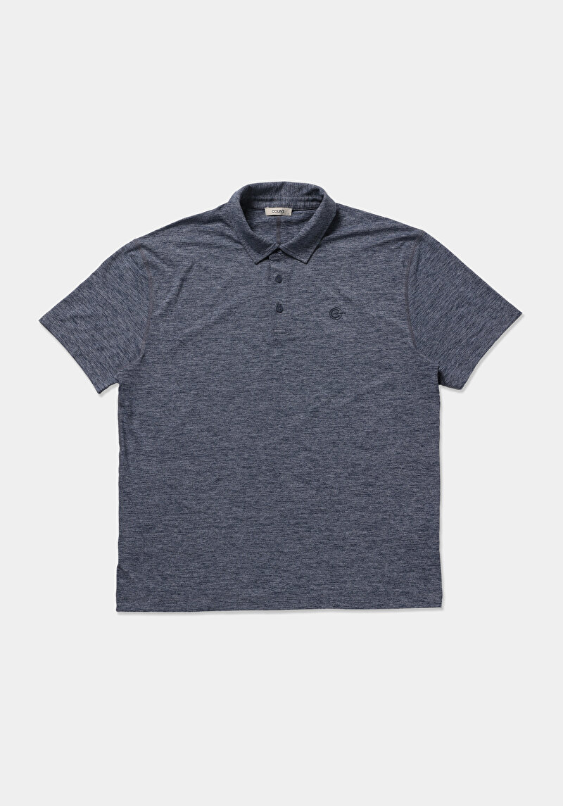 Comfort Fit Polo Yaka Düz Erkek Lacivert Kısa Kol Tişört