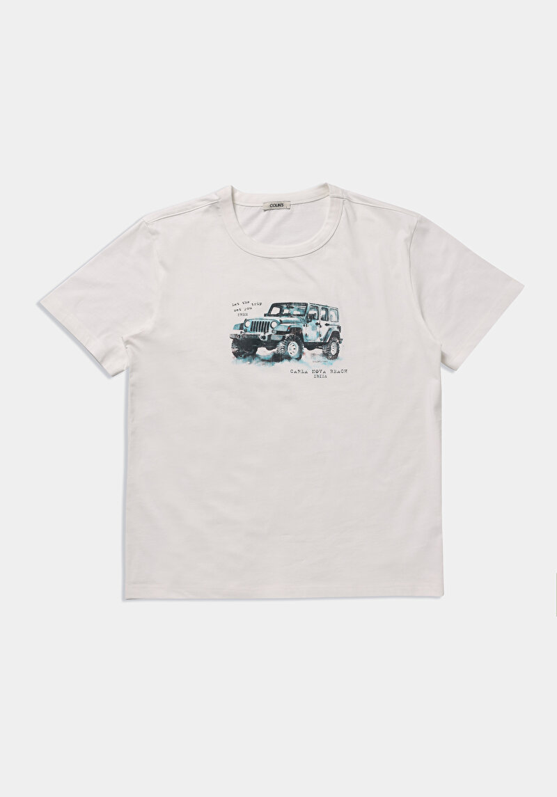 Comfort Fit Yuvarlak Yaka Düz Erkek Beyaz Kısa Kol Tişört