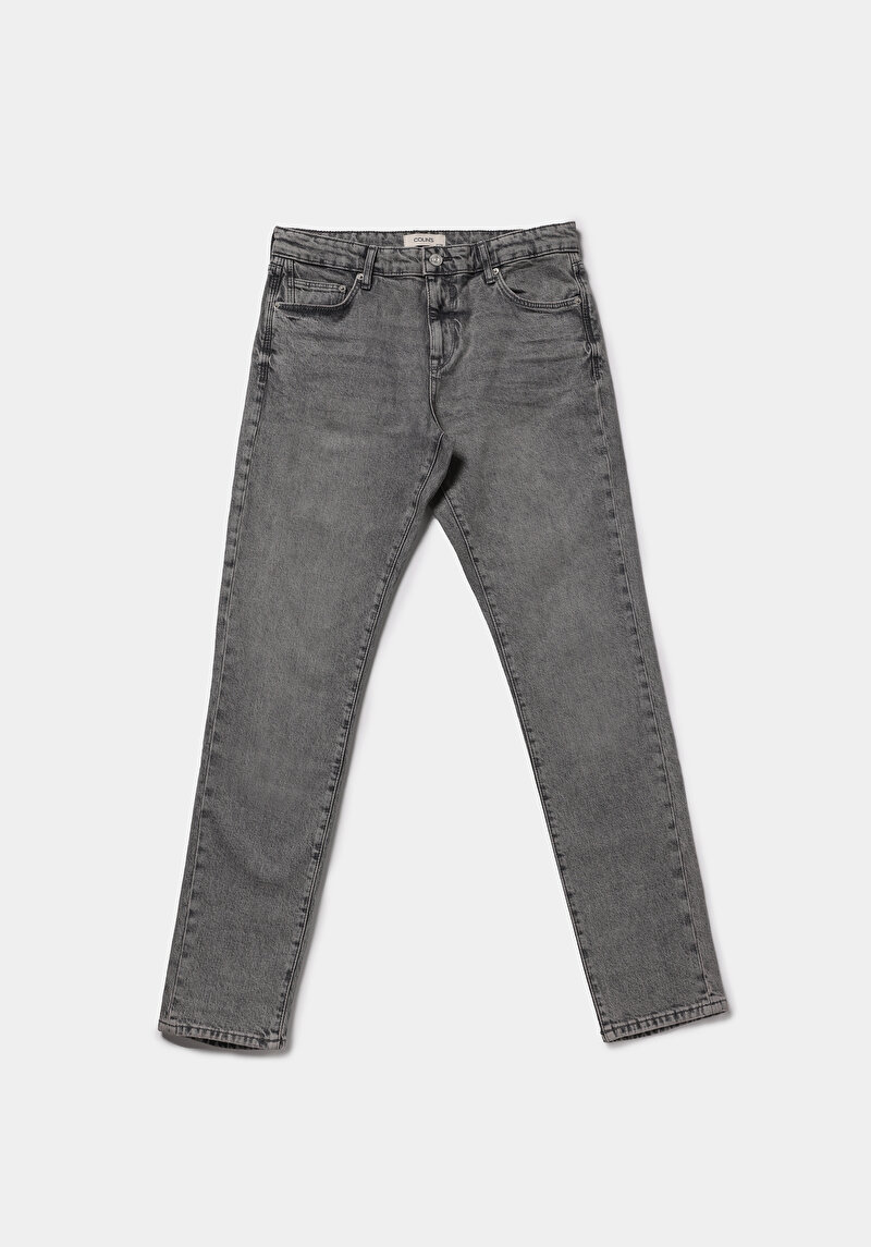 Slim Fit   Erkek Grey Denim Jean Pantolon
