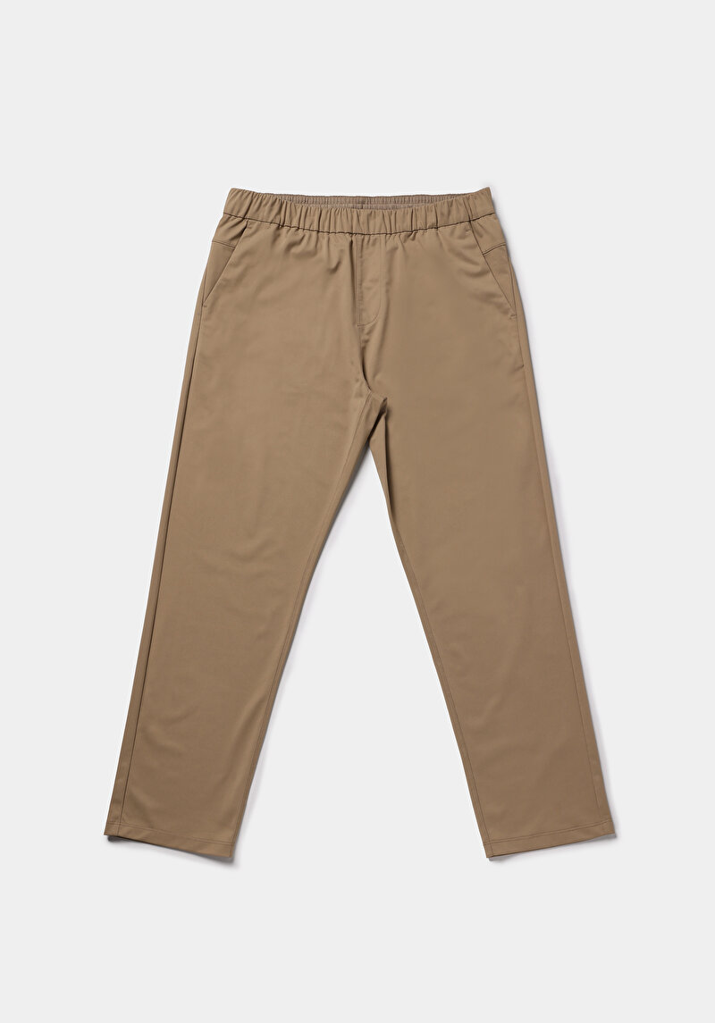 Regular Fit Orta Bel Düz Erkek Bej Eşofman Altı