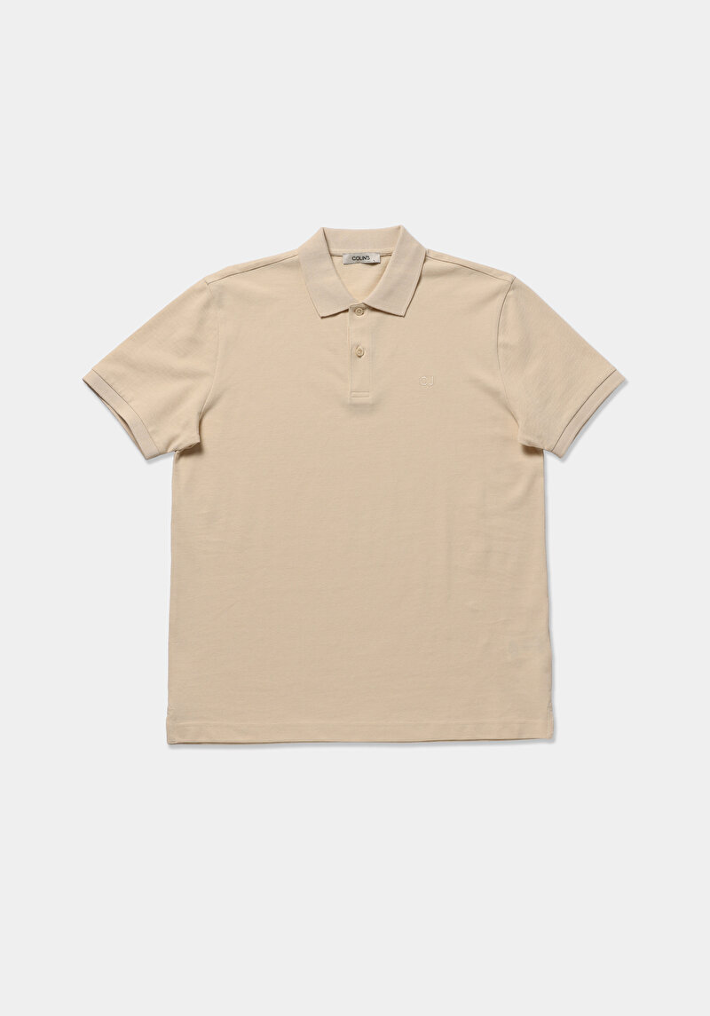 Regular Fit Polo Yaka Düz Erkek Sari Kısa Kol Tişört