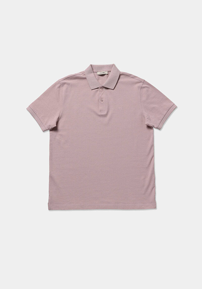 Regular Fit Polo Yaka Düz Erkek Pembe Kısa Kol Tişört