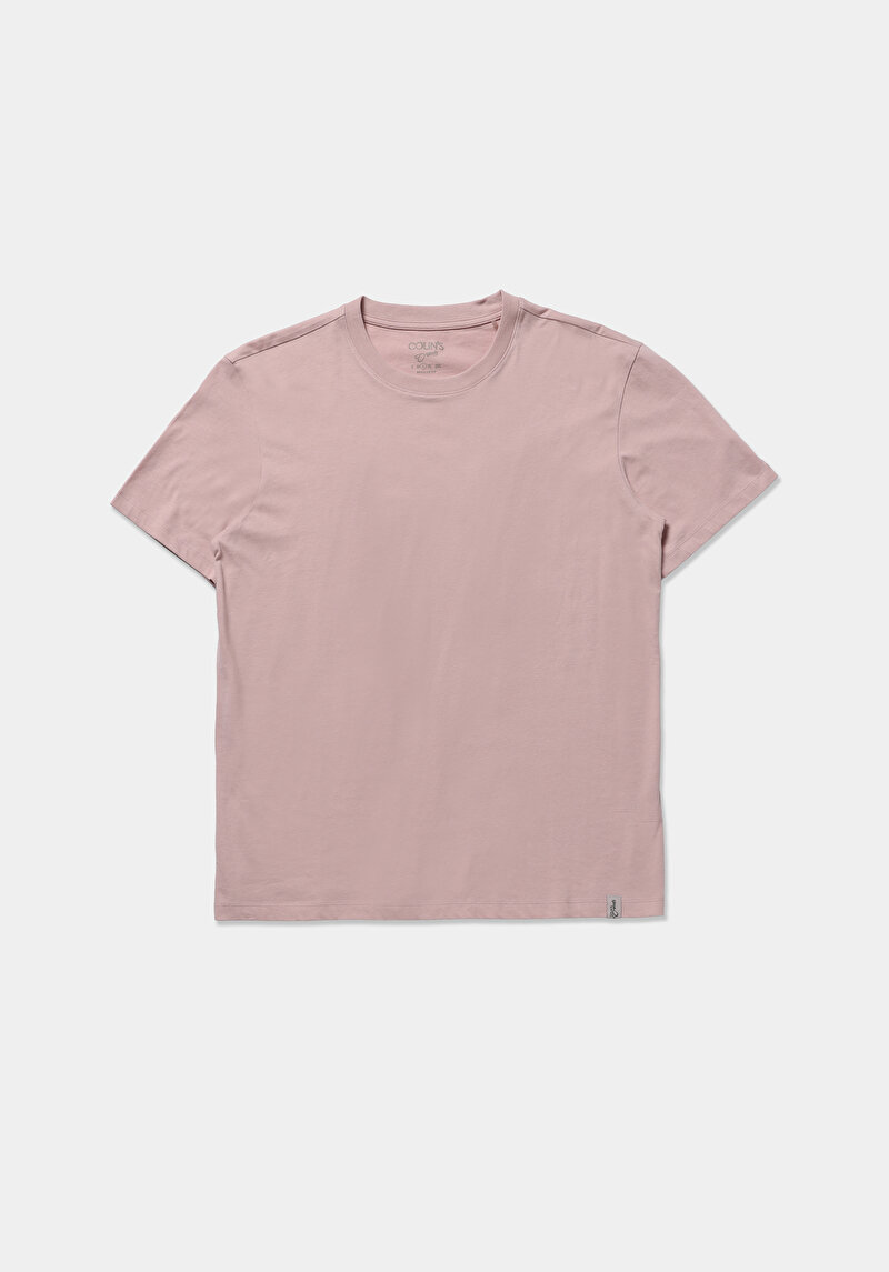 Regular Fit Yuvarlak Yaka Düz Erkek Pembe Kısa Kol Tişört