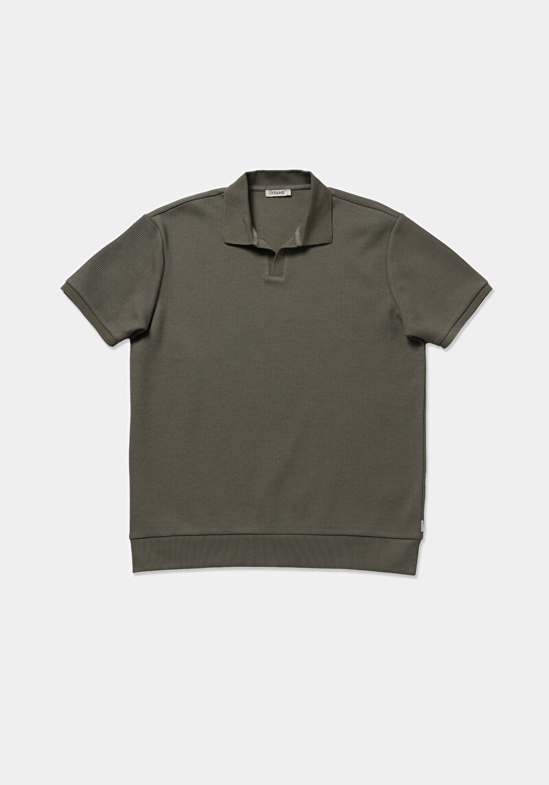 Regular Fit Polo Yaka Düz Erkek Yeşil Kısa Kol Tişört